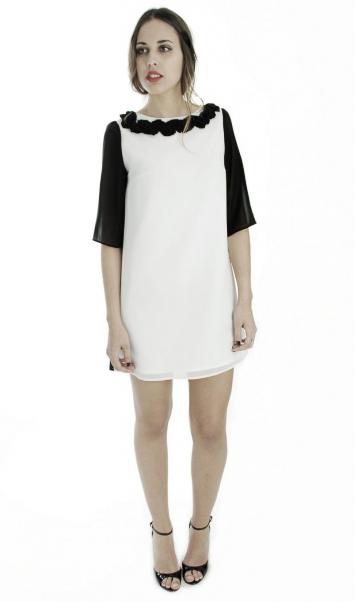 Vestido de fiesta corto blanco y negro agata de arimoka para apparentia